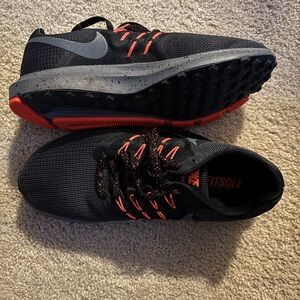 Nike Black and Orange Athletic Shoes with Breathable Mesh